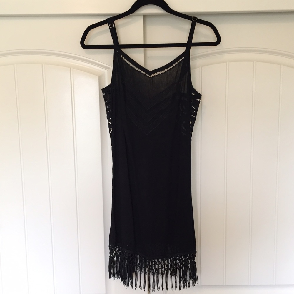 Womens size small little black fringe dress