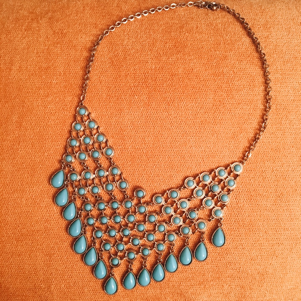 Turquoise and Bronze Statement Necklace