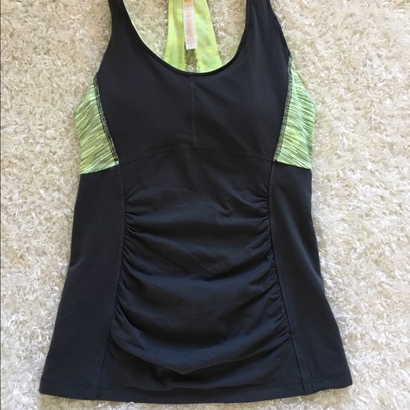 Lucy Activewear Racerback Tank M Grey &Neon Yellow - Picture 2 of 4