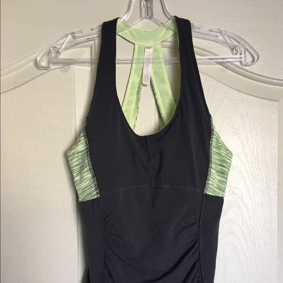 Lucy Activewear Racerback Tank M Grey &Neon Yellow - Picture 3 of 4