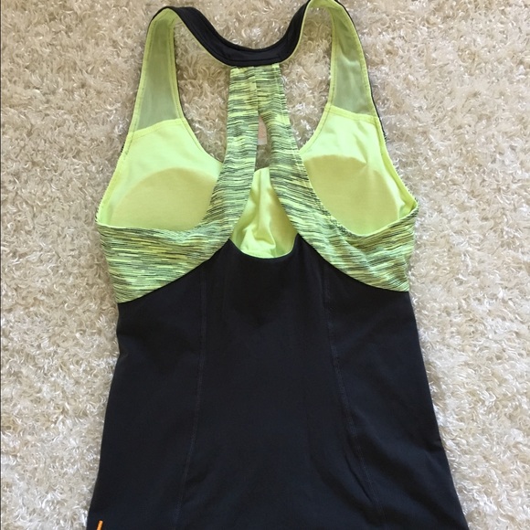 Lucy Activewear Racerback Tank M Grey &Neon Yellow - Picture 4 of 4