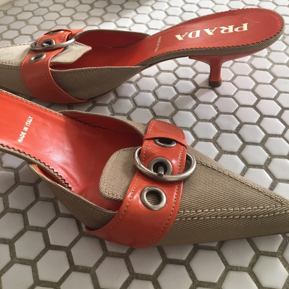 PRADA Slides, classic kitten heel, pointy toe - Picture 4 of 8