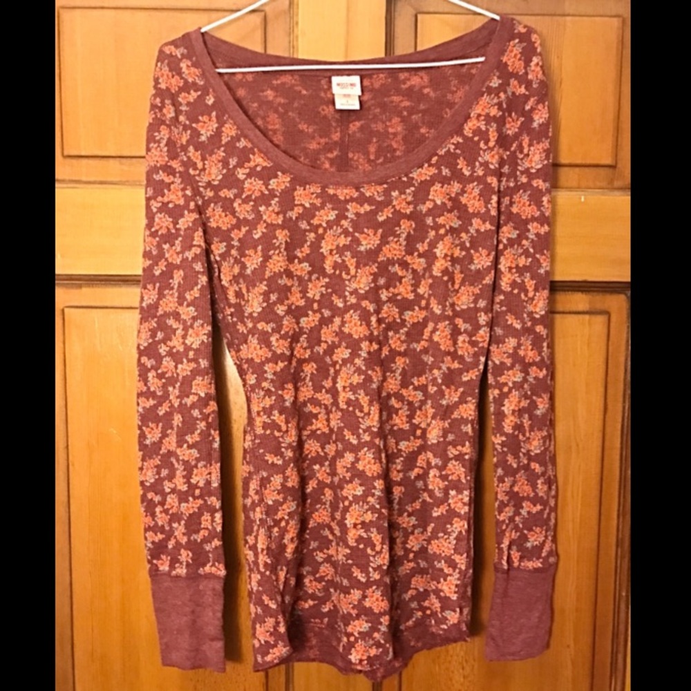 Mossimo Supply autumn floral waffle knit thermal