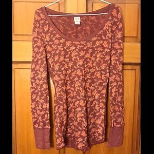 Mossimo Supply autumn floral waffle knit thermal