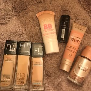 All 7 Maybelline foundations: fit me, dream velvet