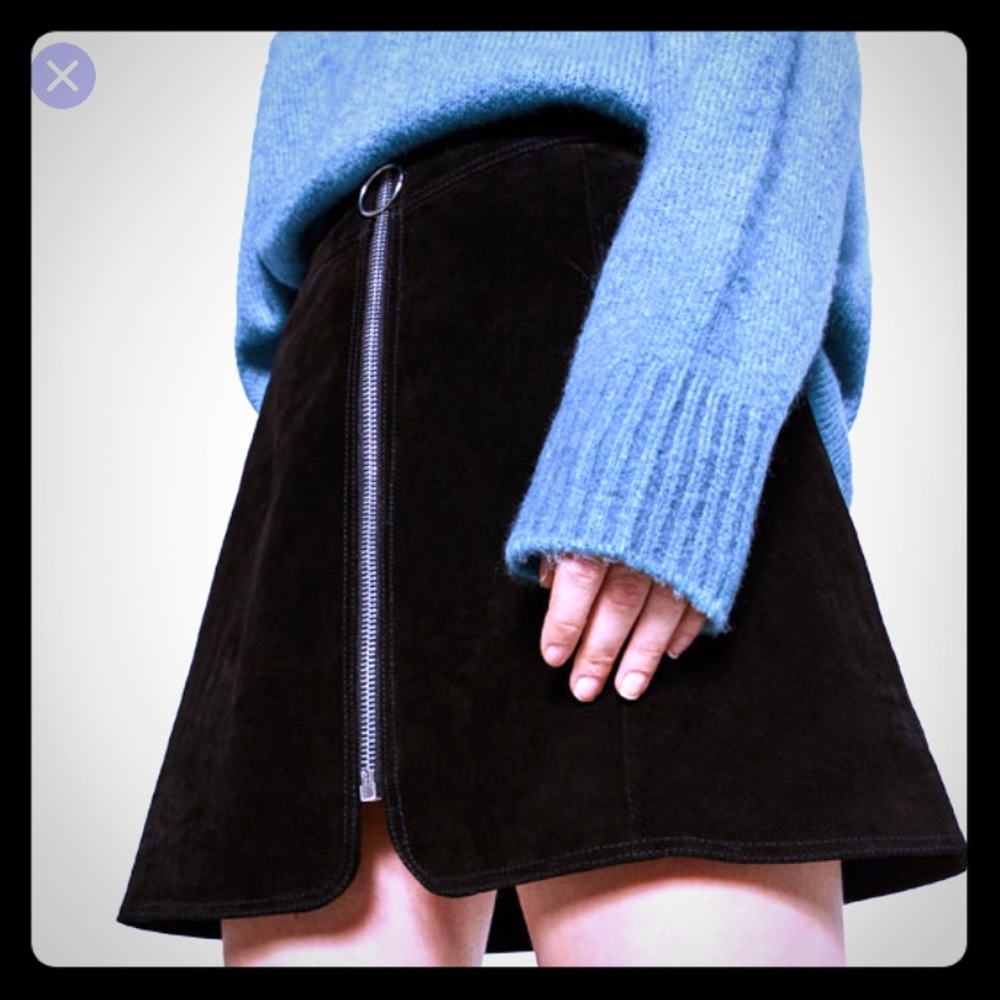 Zara Suede Mini Skirt With Zip