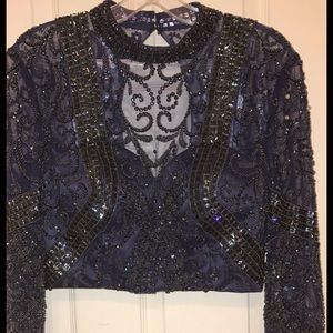 Navy blue Sherri hill Prom dress