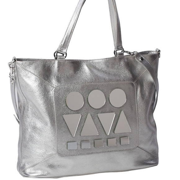 Bizi  Large silver leather tote bag - Picture 2 of 5