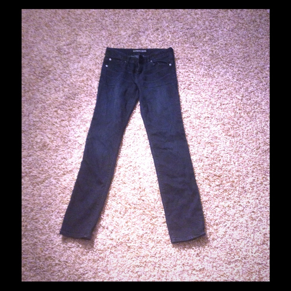 Dark Blue Express Stella Low Rise Skinny Jeans