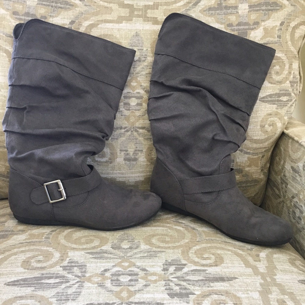 Gray Suede Slouchy Boot