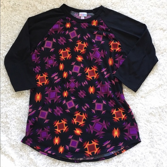 Lularoe Randy Shirt XL Black/Purple/Orange Aztec - Picture 1 of 4
