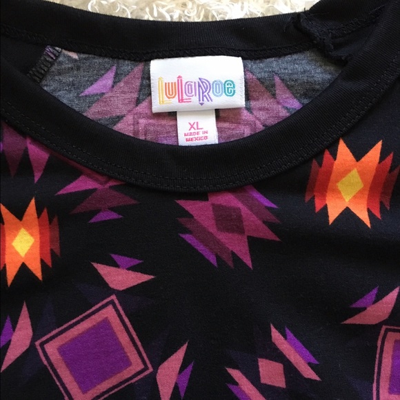 Lularoe Randy Shirt XL Black/Purple/Orange Aztec - Picture 2 of 4