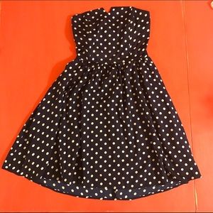 Navy White Polka Dot Dress Size:S
