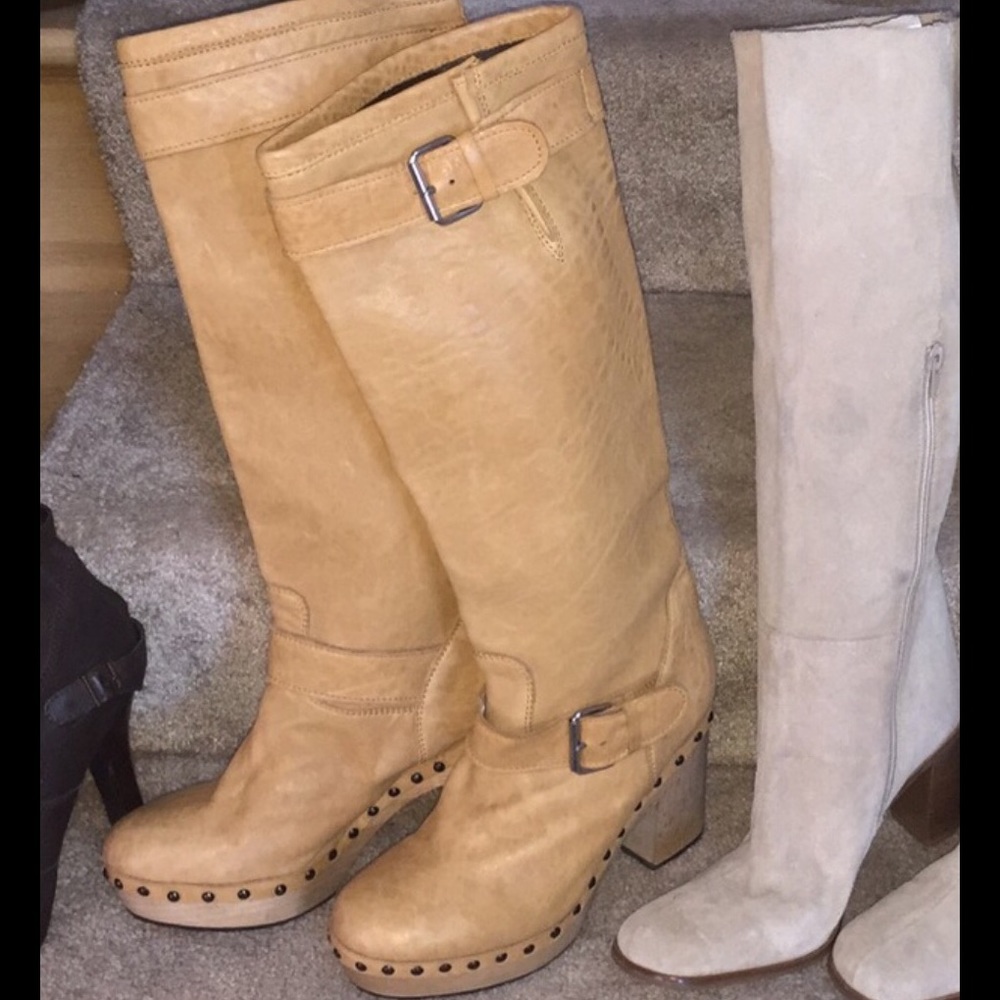 Buttery soft Leather studded clog tall boots @ 8 - Picture 3 of 3