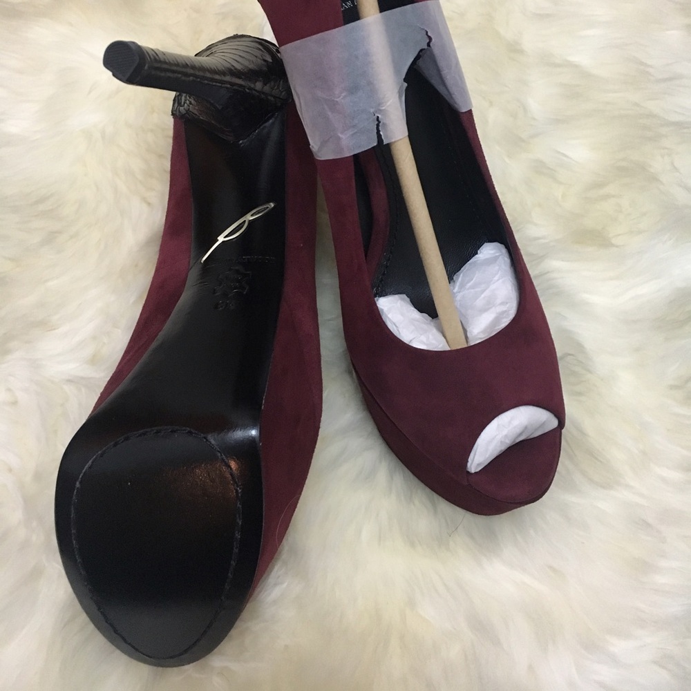 NEW! Brian Atwood Burgundy Suede Platform Shoes
