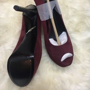 NEW! Brian Atwood Burgundy Suede Platform Shoes
