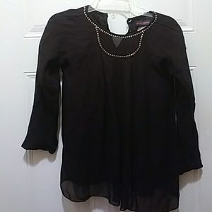 Blouse with cotton backing and see through viscose