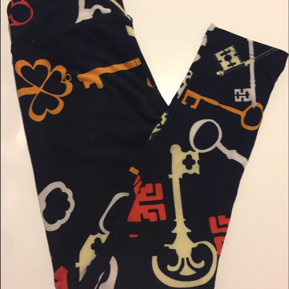 LuLaRoe Kids S/M leggings. Vintage keys NWT - Picture 1 of 2