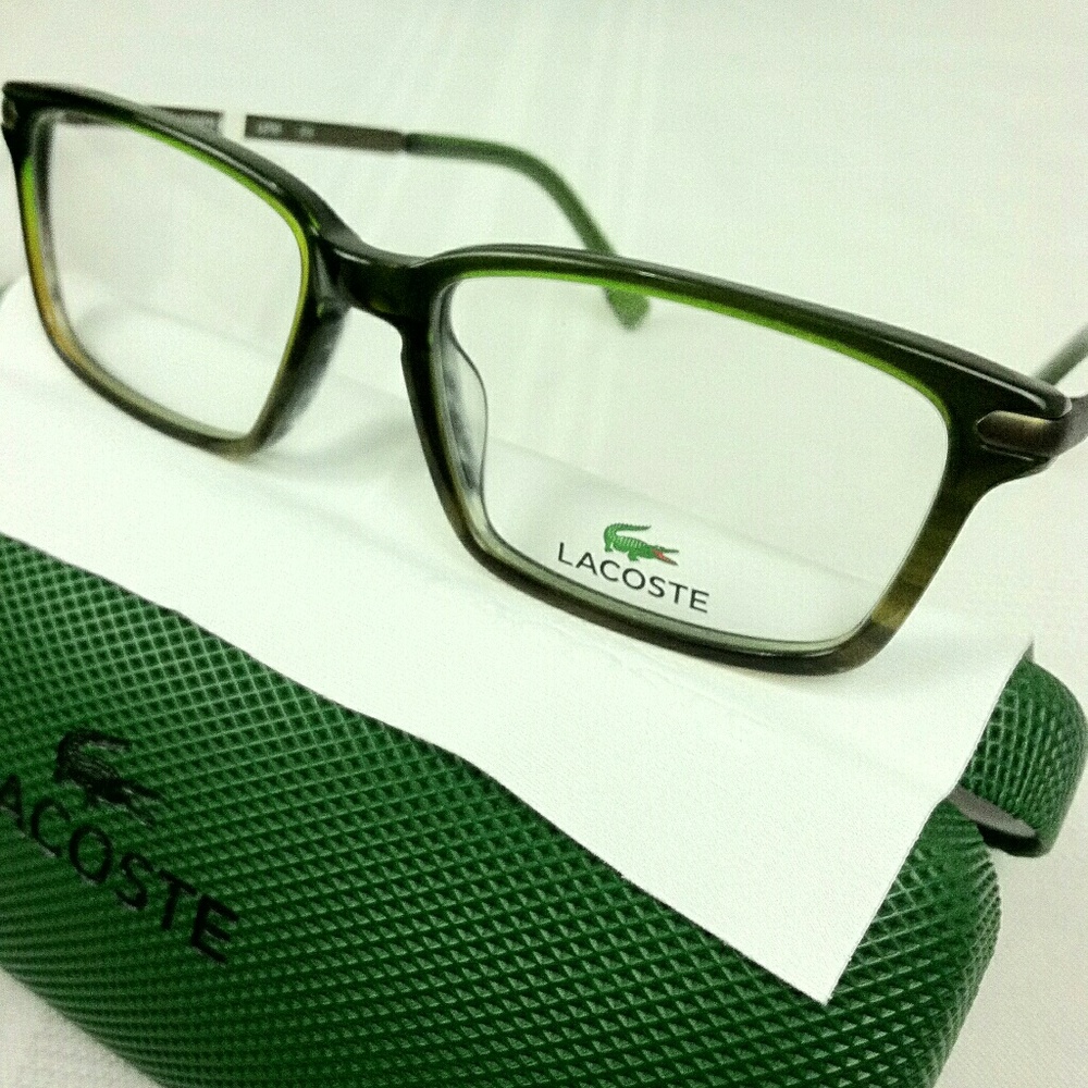 New designer Lacoste eyeglass frames, case/cloth