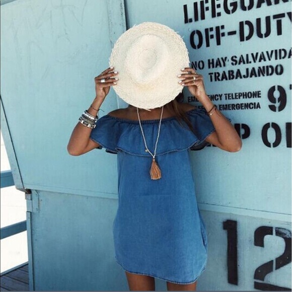 LAST ONE ✔️‼️Denim ruffled mini dress - Picture 2 of 4