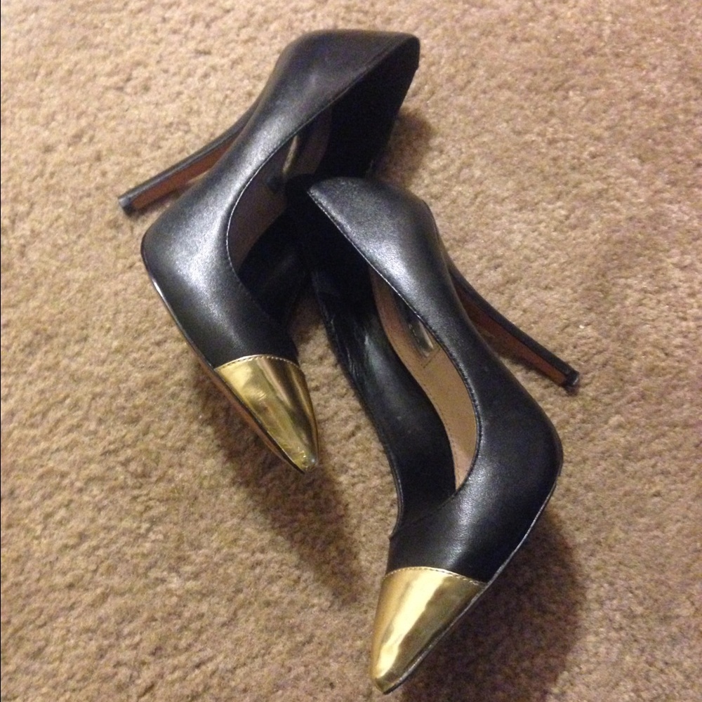H by Halston Black and Gold Heels