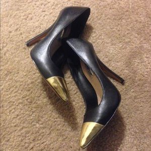 H by Halston Black and Gold Heels