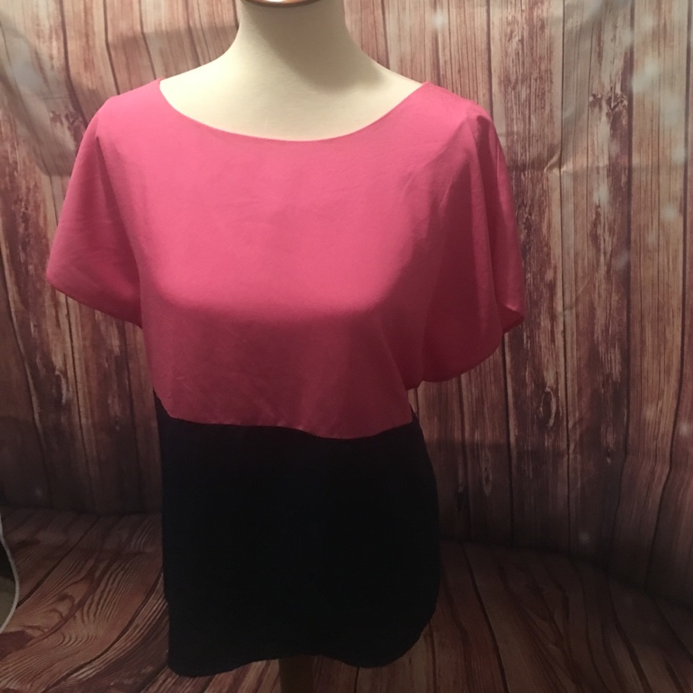 Cremieux size large split color top NWOT