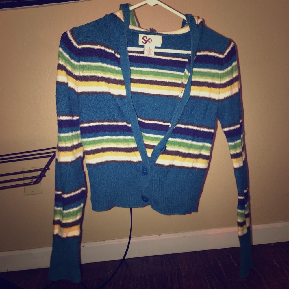 Small striped cardigan with hood