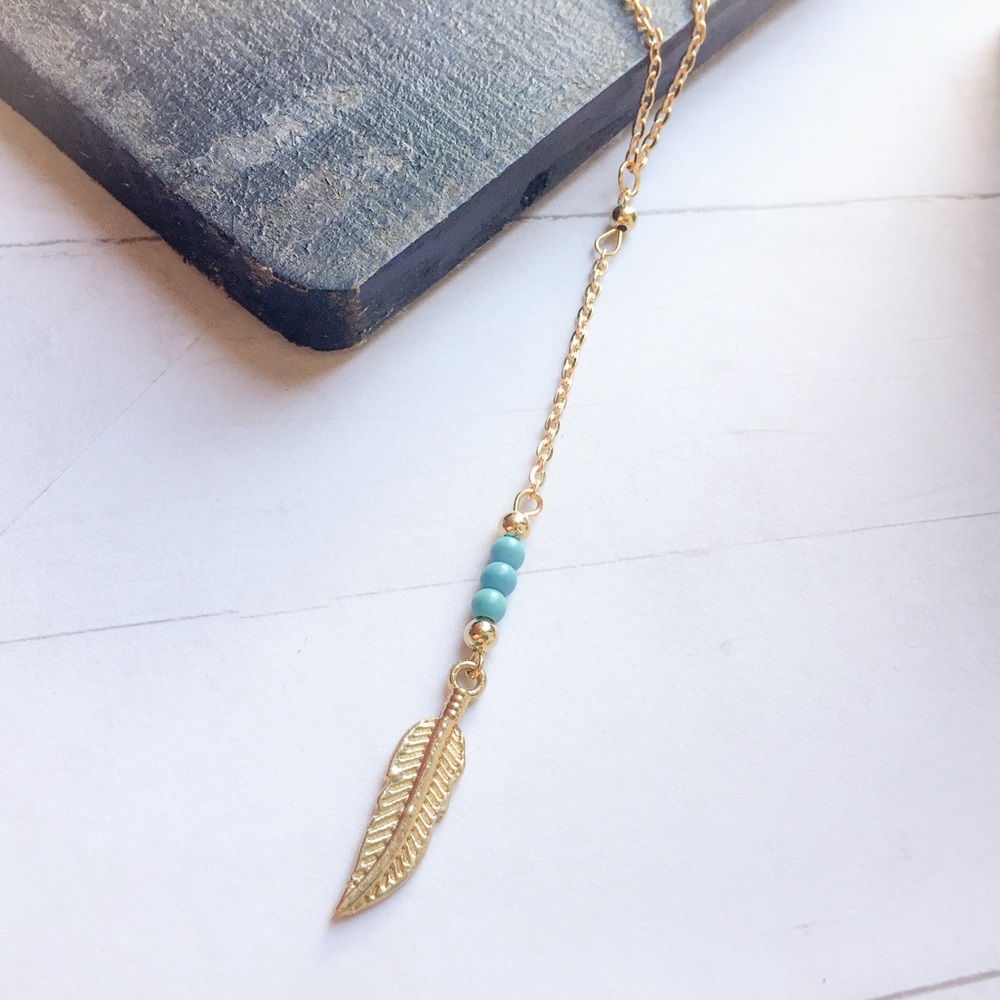 Tribal Turquoise Lariat Necklace - Picture 3 of 4