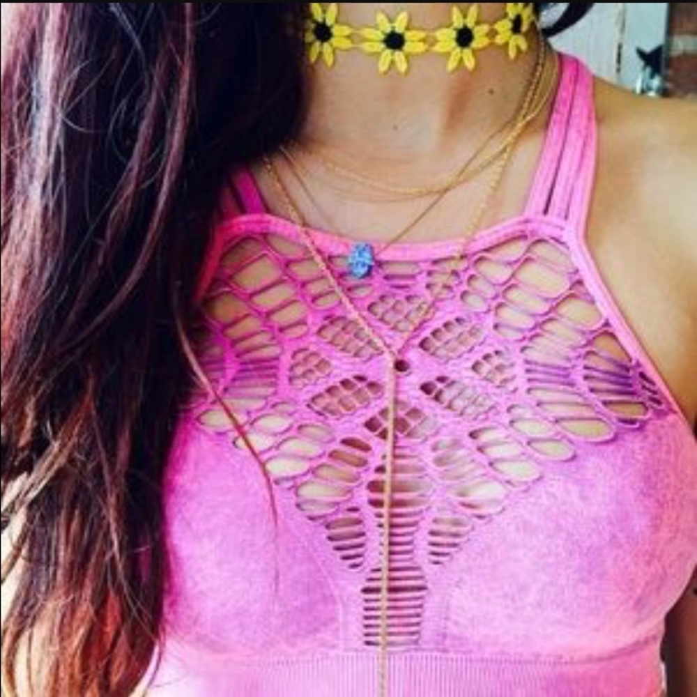 Acid wash pink dreamcatcher bralette LF store