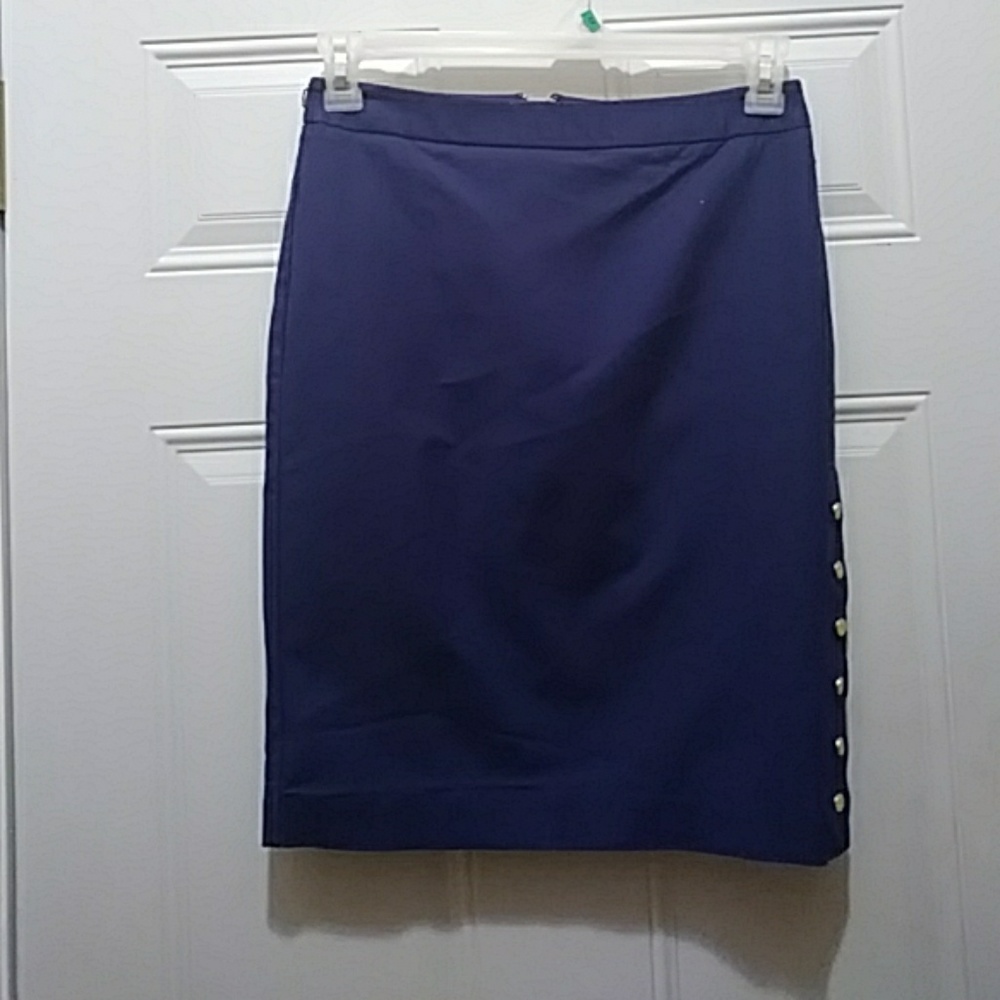Pencil skirt with snaps dark blue