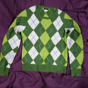 J. Crew argyle Green Womens sweater Size Medium