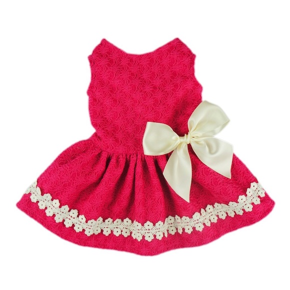 Pink Dress with Lace Ribbon Pet Clothing - Picture 2 of 6