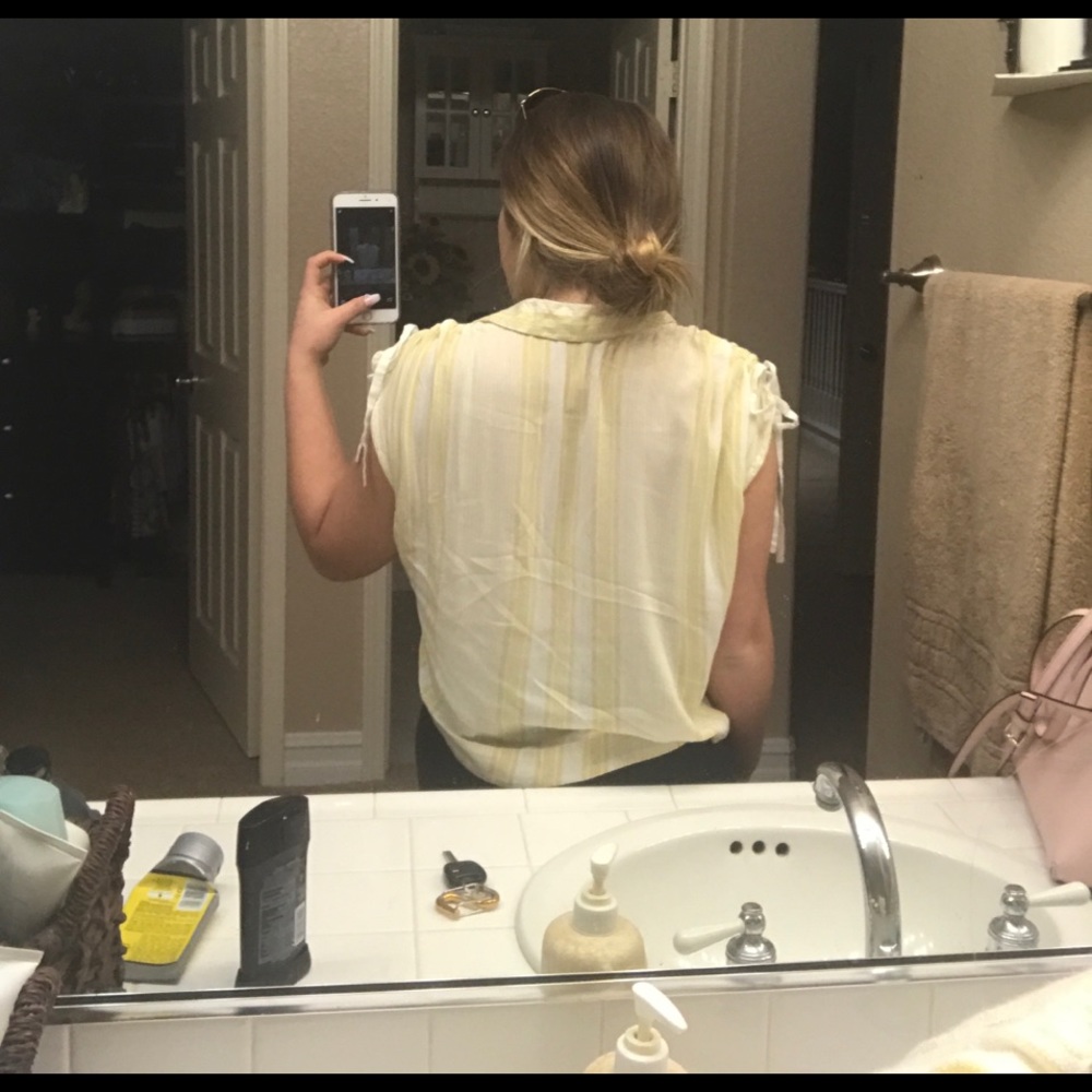 ISO FREE PEOPLE YELLOW STRIPED TOP - Picture 2 of 2