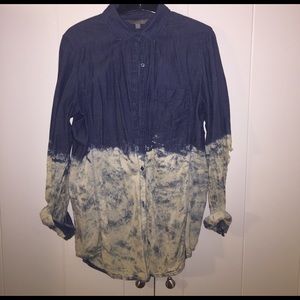 Distressed Jean Button Up