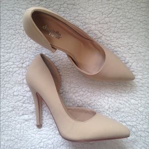 Charlotte Russe Nude Mitten D'orsay Pointed Pumps