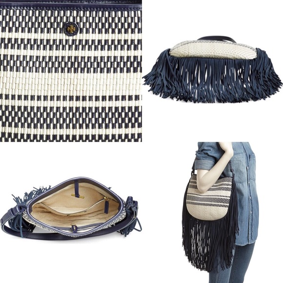 ⚡️FLASH SALE⚡️Tory Burch Woven Leather Fringe Hobo - Picture 3 of 8