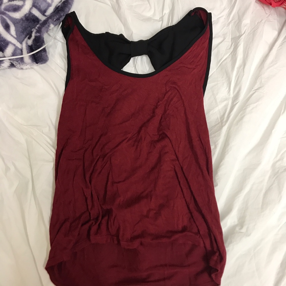 Red tank top with bow and low back