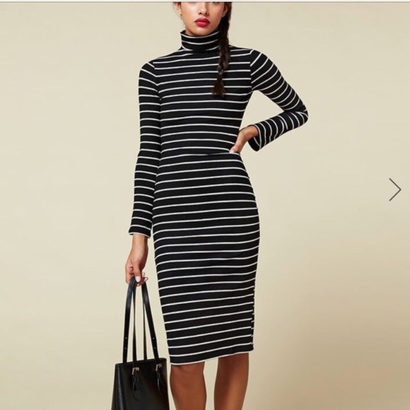 Reformation NWT black and white striped midi dress - Picture 2 of 2