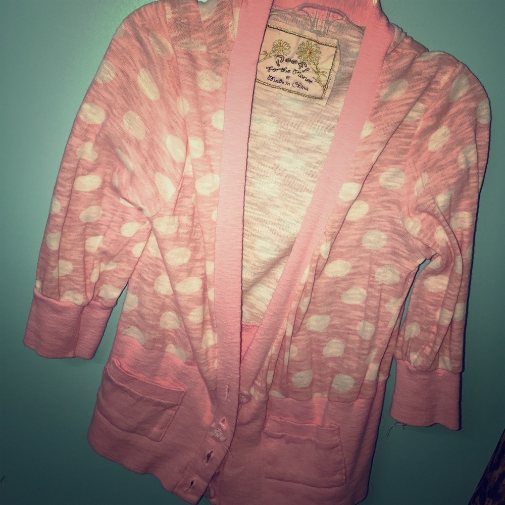 Pink & White Polka Dot Cardigan