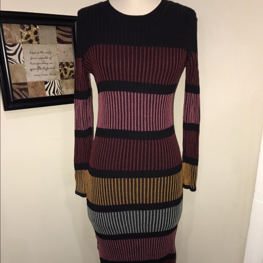 Color Block Sweater Dress / Long