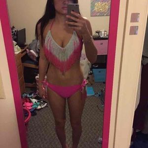 🚫SOLD🚫 VS Pink/Blue Fringe Bikini Set (S)