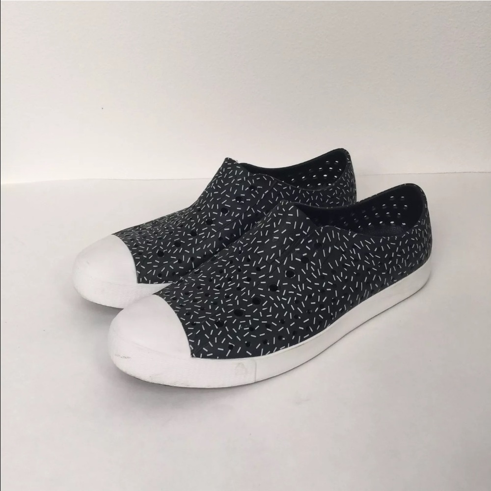 Native Jefferson Jiffy Black Speckle Print Shoes