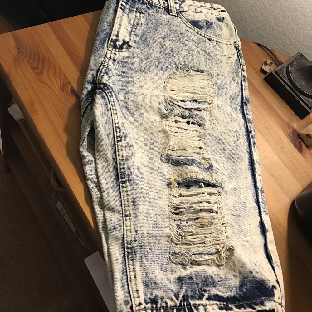 Denim jean distressed shorts size 38 waist