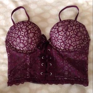victoria secret lace up corset bra crop