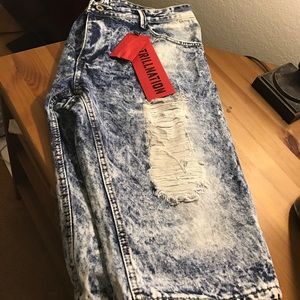 Denim jean shorts distressed size 40 new