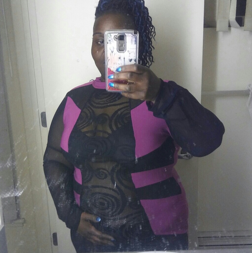 Magenta and black mesh dress ??NEW??