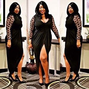 Beautiful embellished sleeve black dress