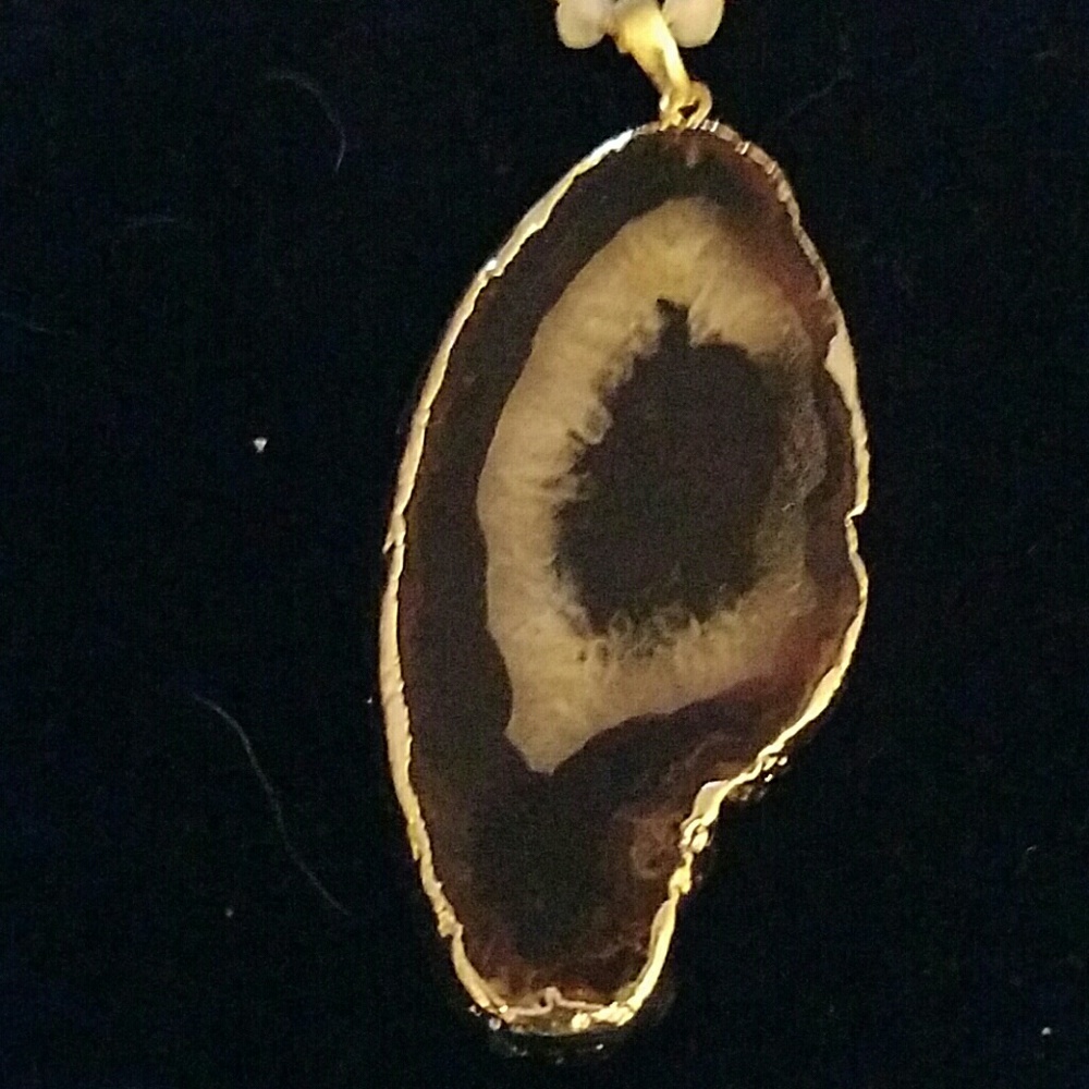 Handmade Precious stone necklace -Druzy on Rosary