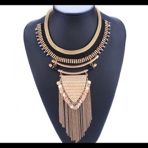 Triangle rhinestones coin necklace - new